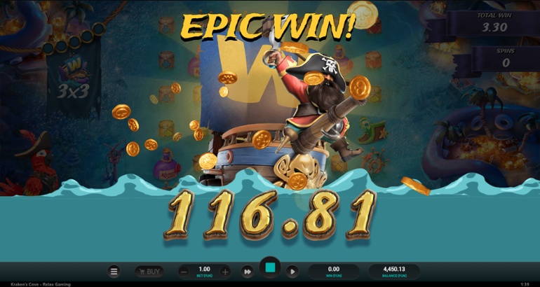 Kraken's Cove slot big win