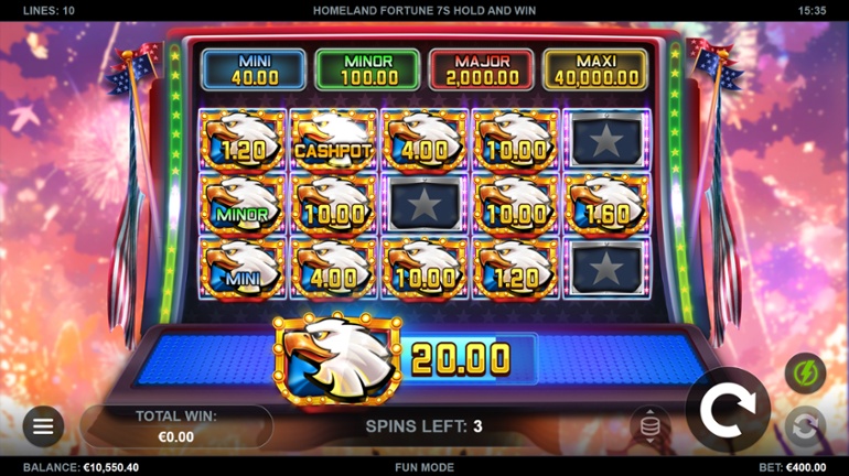 Homeland Fortune 7s Hold and Win - Cashpot Bonus Round