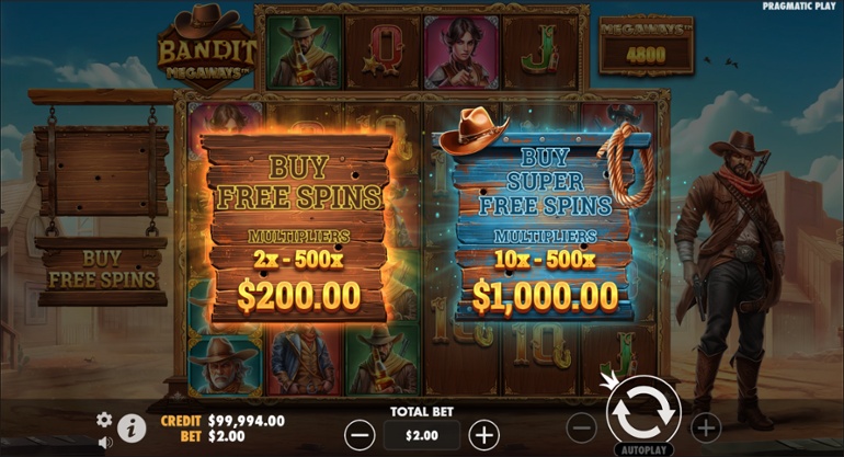 Bandit Megaways - Buy Spins options