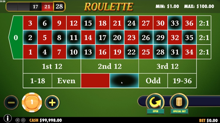 Roulette (Pragmatic Play) - Highlighted bet options