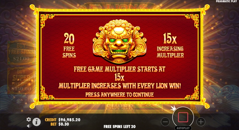 5 Lions Reborn - Super Free spins