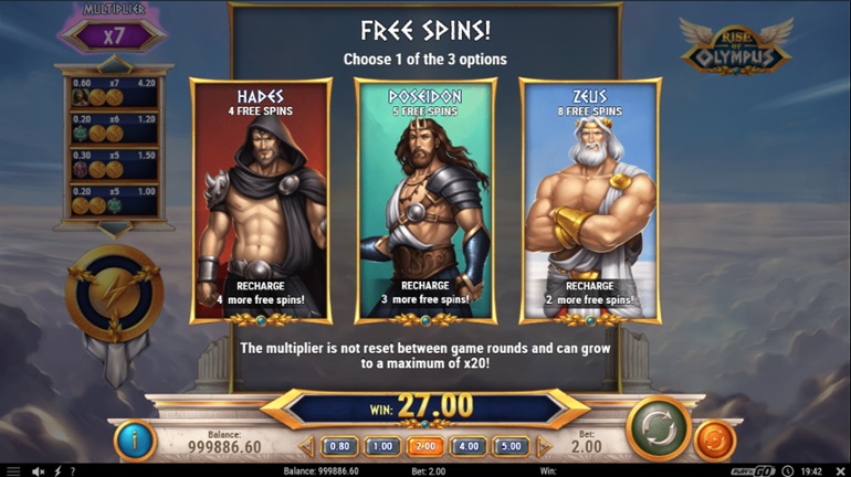 Rise of Olympus - Free Spins choice