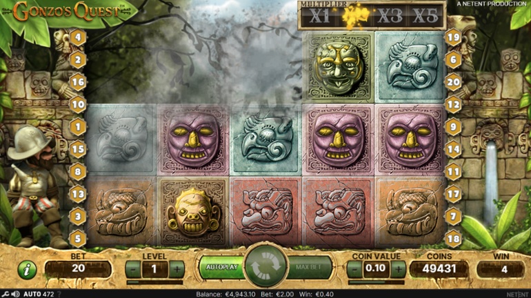 Gonzo's Quest - The Cascade feature