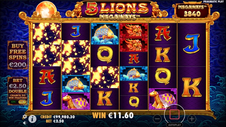 5 Lions Megaways slot win