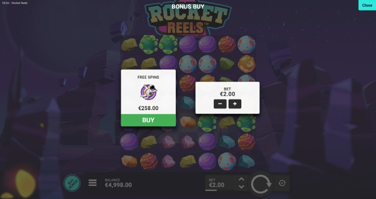 Rocket Reels slot - Buy-in bonus spins