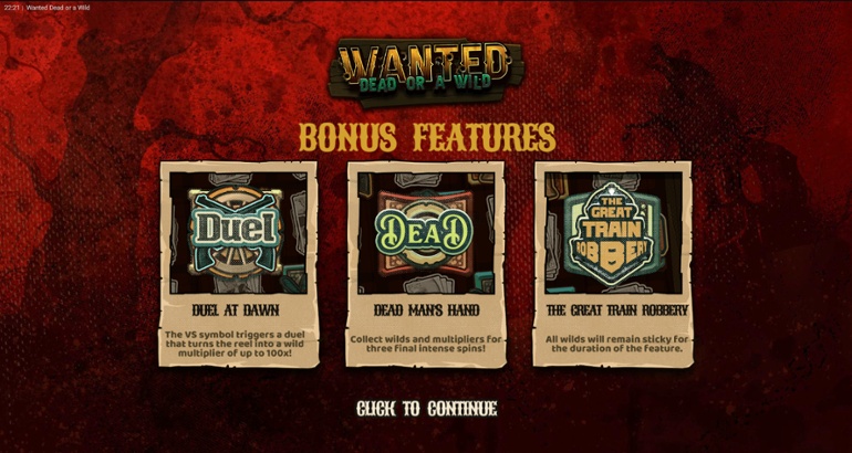 Wanted Dead Or A Wild - Main Bonus Features