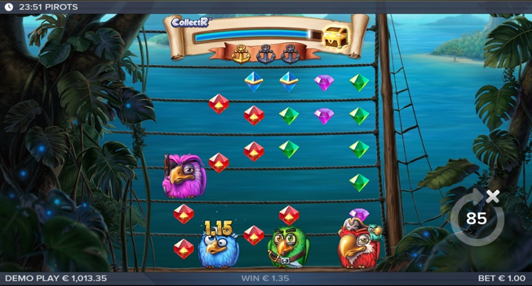Pirots - Bird collecting bonus symbols