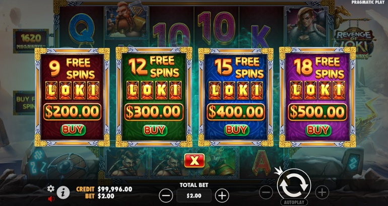 Reveng of Loki Megaways - Buy-in options
