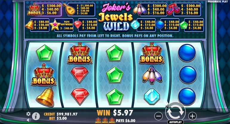 Joker's Jewels Wild - Bonus Scatter Win