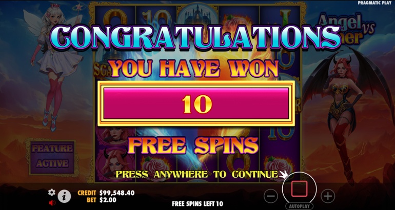 Angel vs Sinner - Free Spins feature