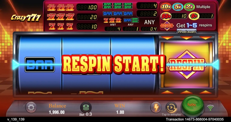 Crazy 777 Respin Feature